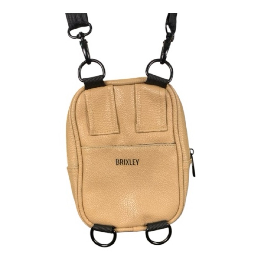Tan Crossbody Bag Unisex Faux Leather Dune Multi Position Sling Purse Adj Strap - Picture 2 of 10